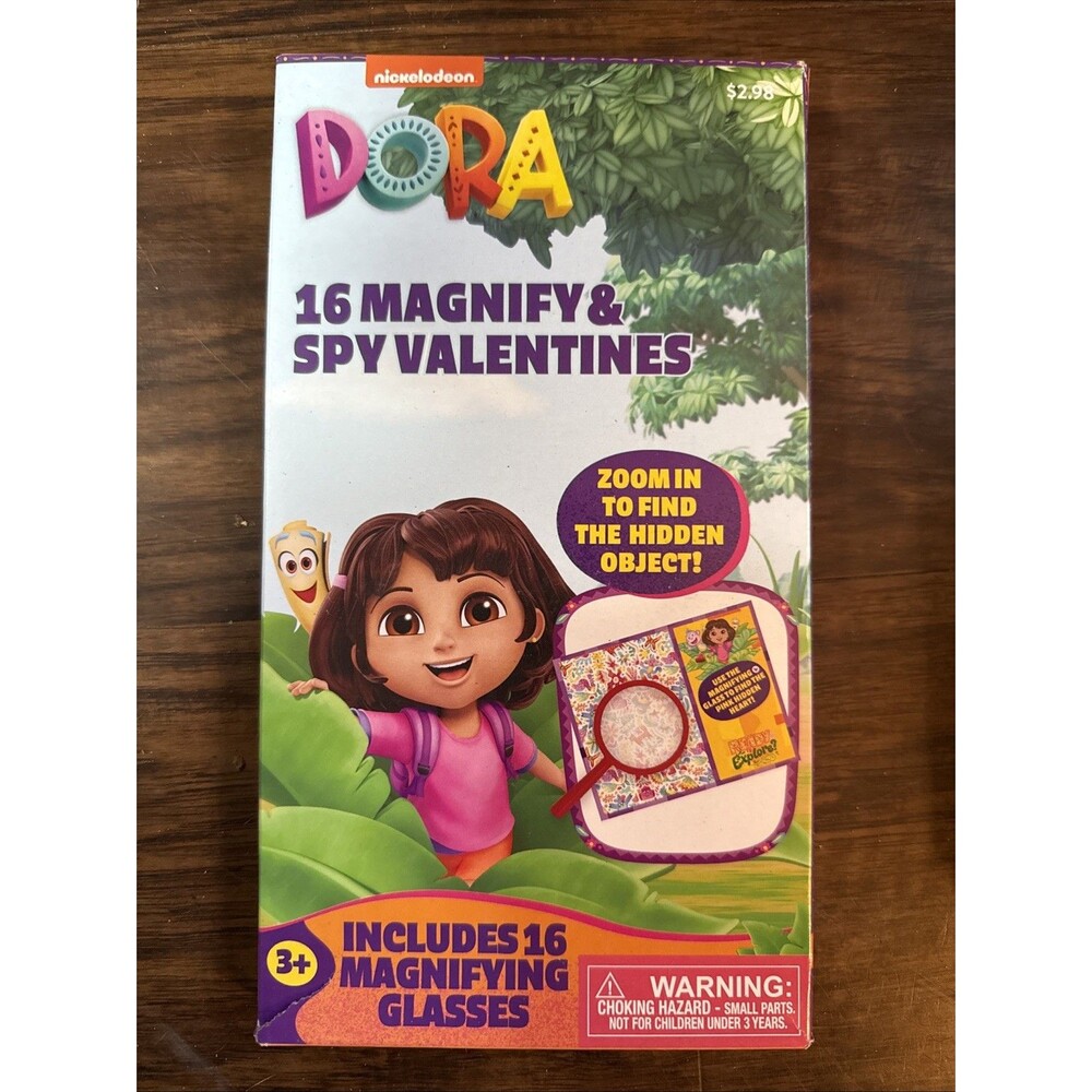 Nickelodeon Dora the Explorer Valentine’s Day Box Set 16 Cards Magnifying Glass